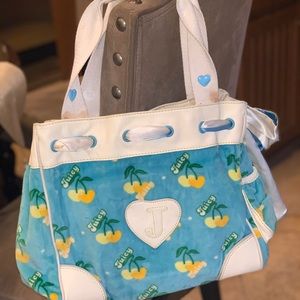 Juicy Couture Teal/Yellow Velvet Handbag